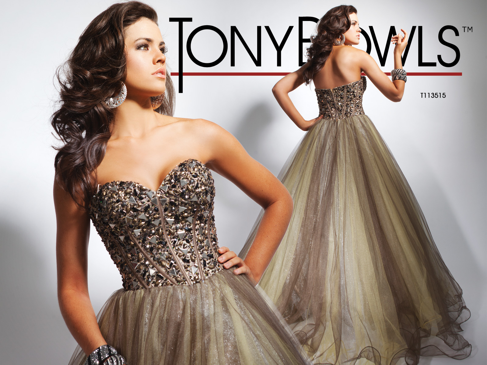 French Novelty: Tony Bowls TB11661 Multi Beaded Evening Gown
